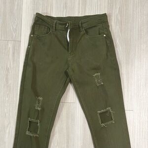 Mens solid color ripped jeans